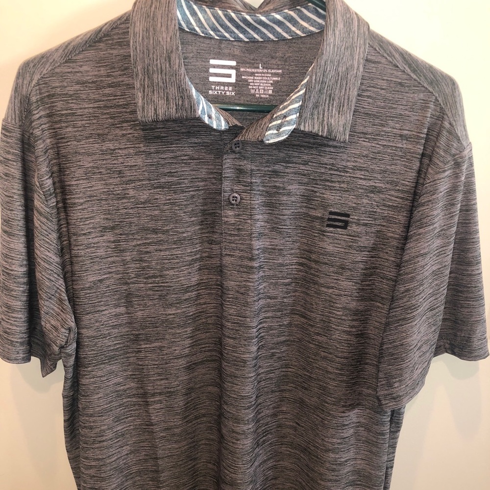 Three Sixty Six Grey Golf Shirt Casual Dry Fit Short Sleeve Polo - LARGE